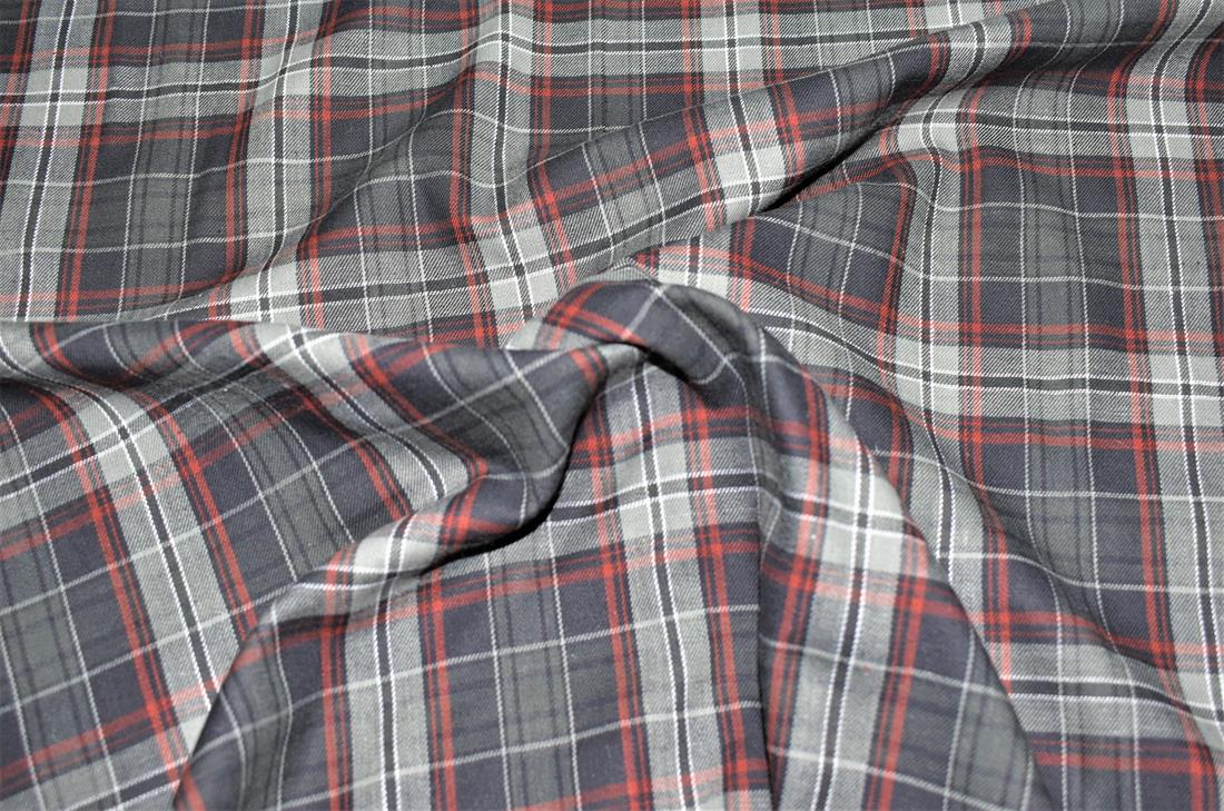 Black & Grey Printed Tartan Brushed/Yarn