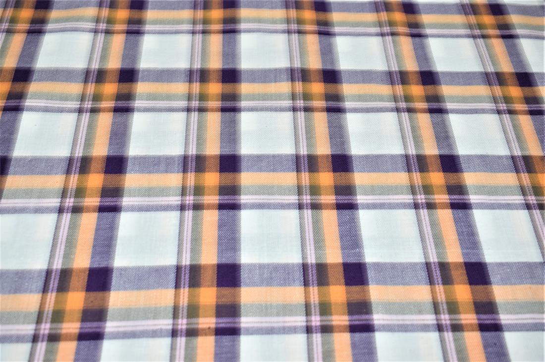White & Purple Printed Tartan Brushed/Yarn