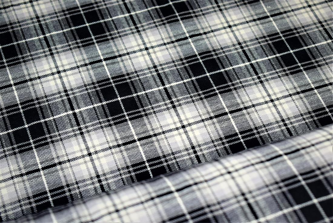 Cream & Black Tartan Check Yarn Dyed Print