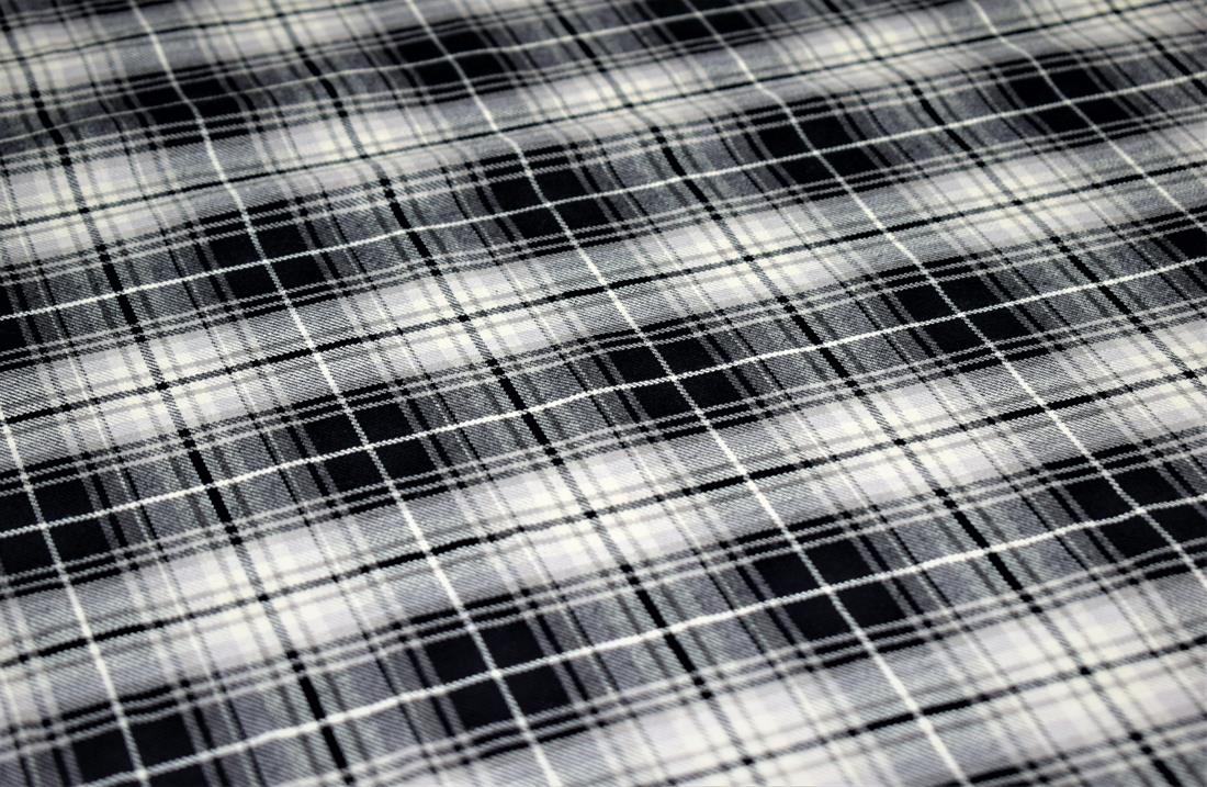 Cream & Black Tartan Check Yarn Dyed Print