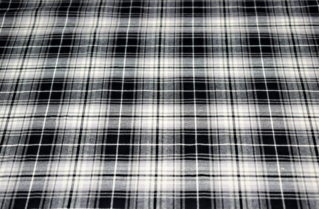 Cream & Black Tartan Check Yarn Dyed Print