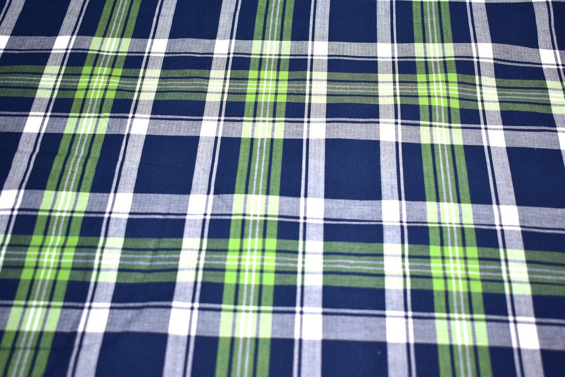 Navy & Lime Printed Tartan Brushed/Yarn