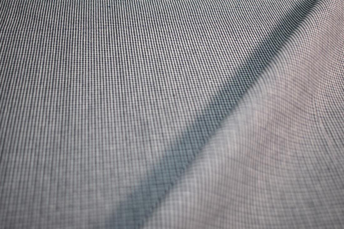 Navy Printed Small Check Tartan Brushed/Yarn