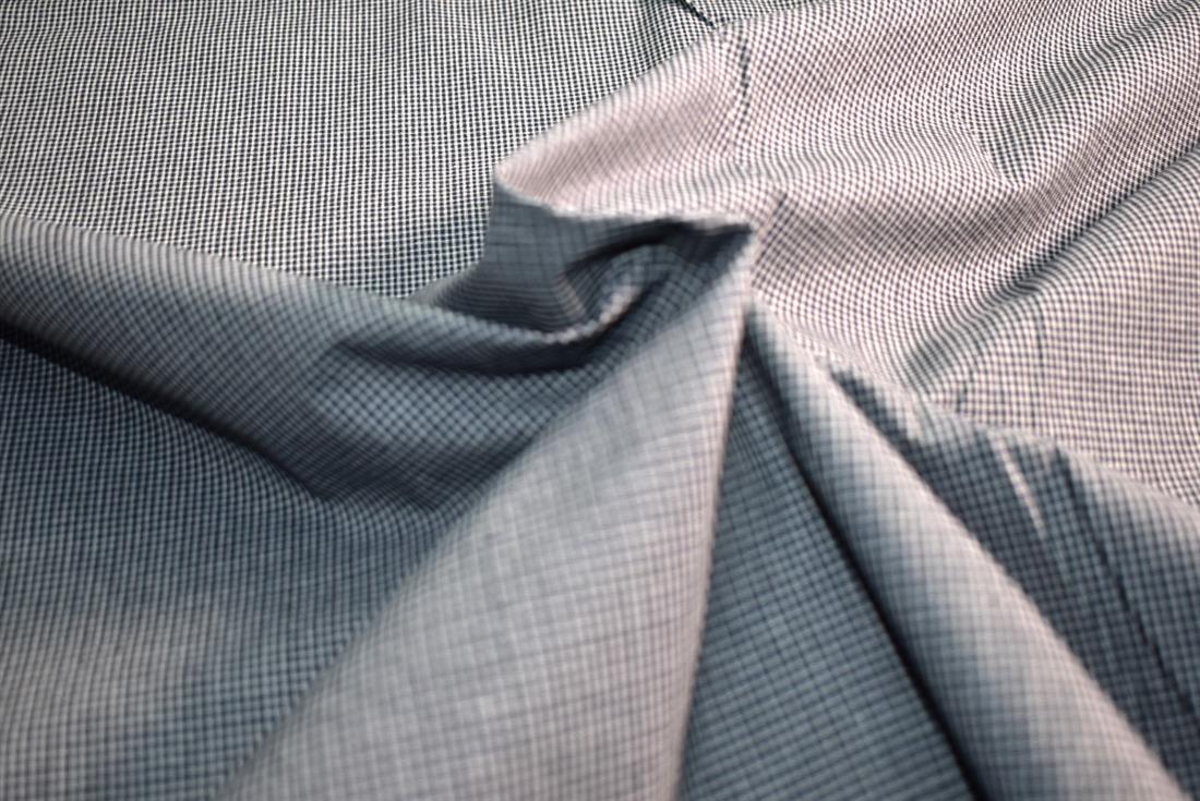 Navy Printed Small Check Tartan Brushed/Yarn