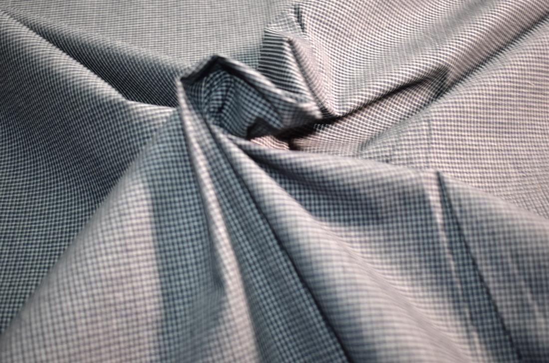 Navy Printed Small Check Tartan Brushed/Yarn