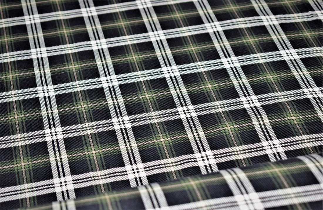 Green & Black Tartan Check Print Yarn
