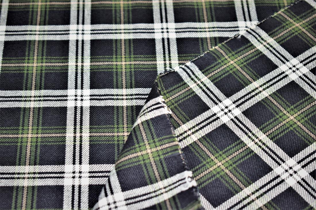Green & Black Tartan Check Print Yarn