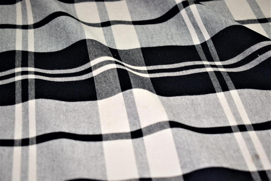 Black & Beige Tartan Check Yarn Dyed Print