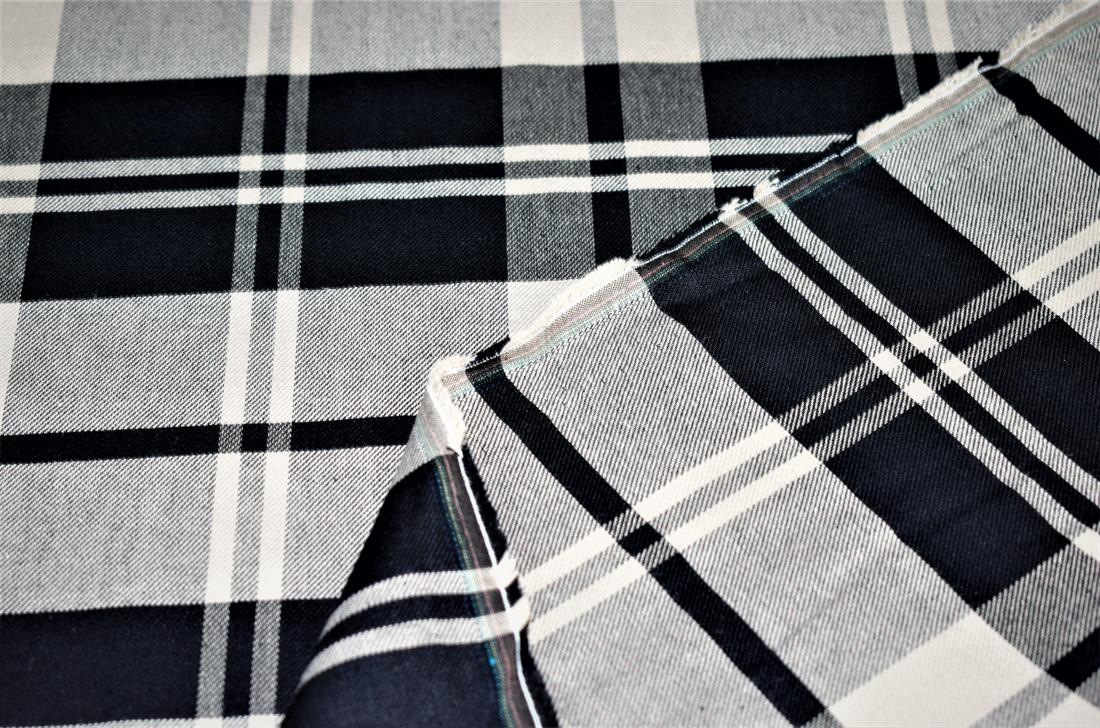 Black & Beige Tartan Check Yarn Dyed Print