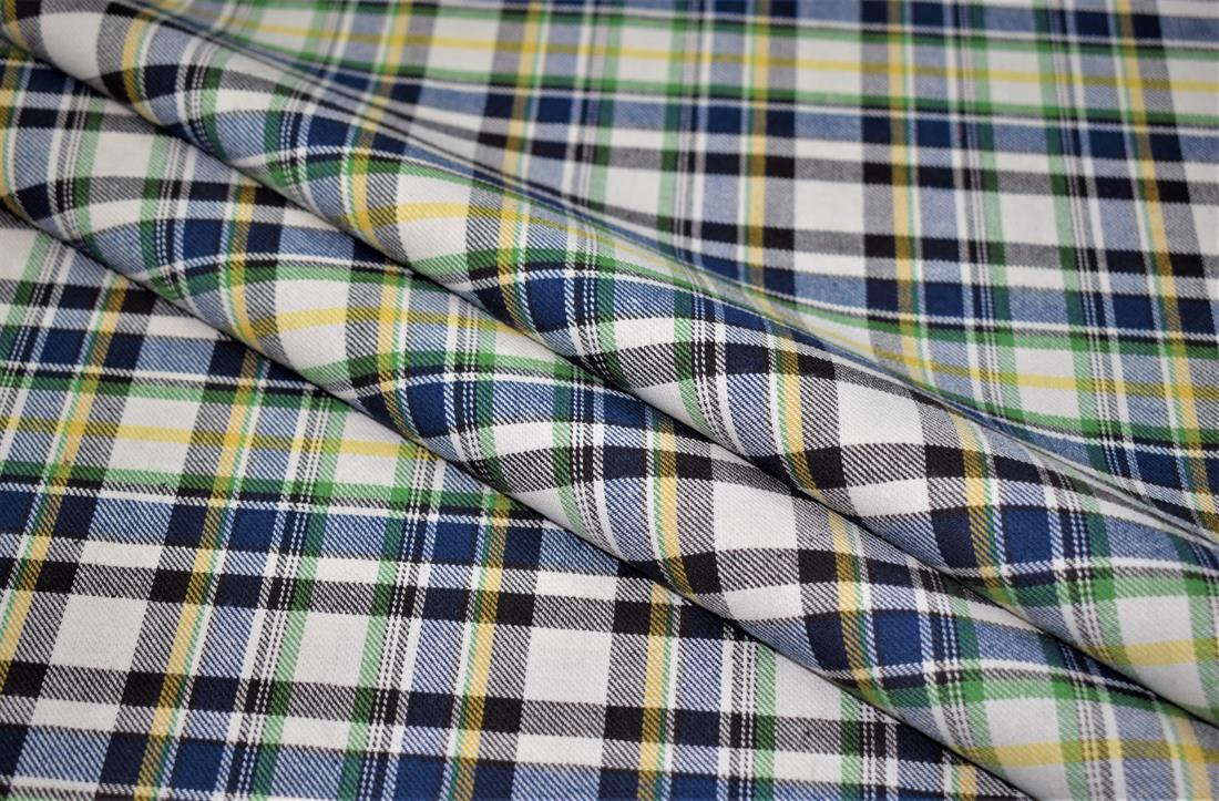 Royal Blue Yrn Dyed Tartan Check Print Yarn