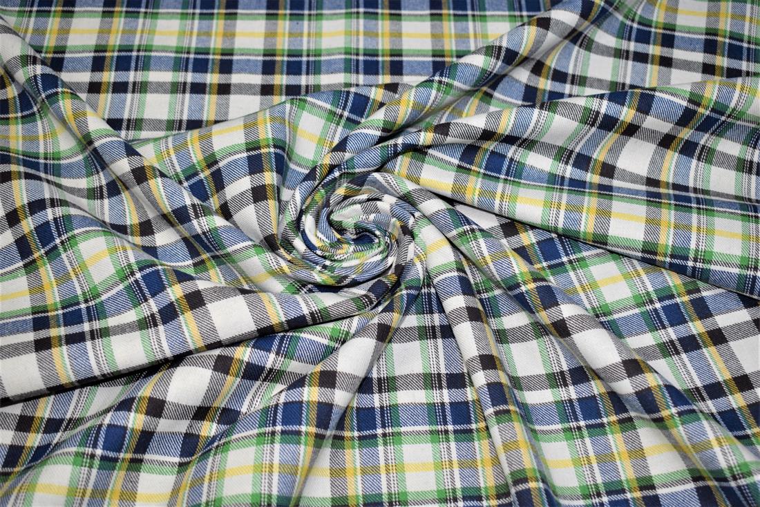 Royal Blue Yrn Dyed Tartan Check Print Yarn