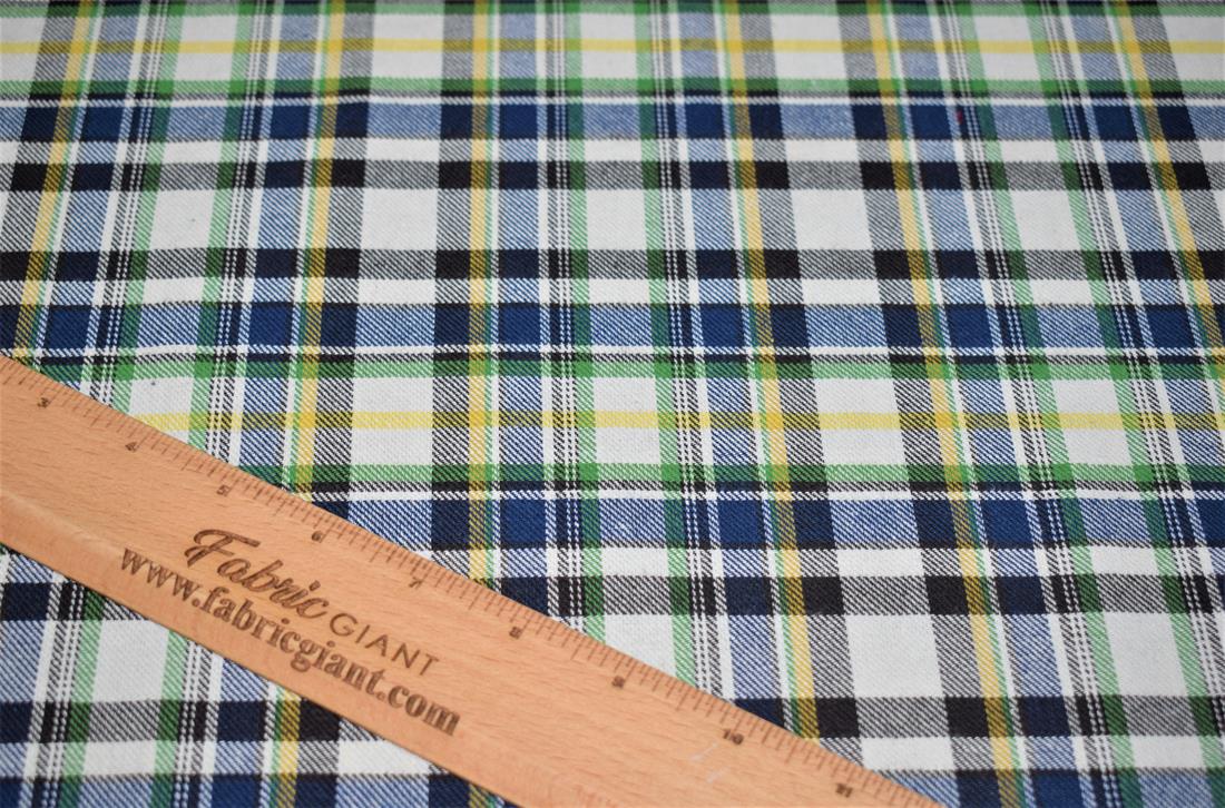Royal Blue Yrn Dyed Tartan Check Print Yarn