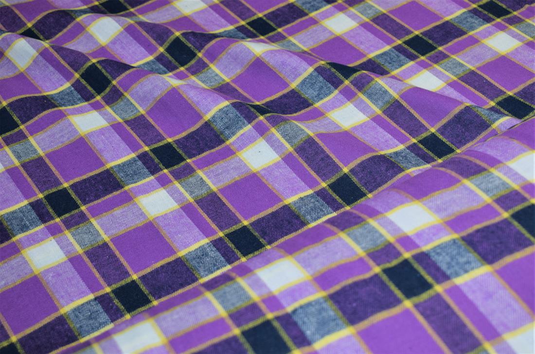 Purple & Navy Check Print Yarn