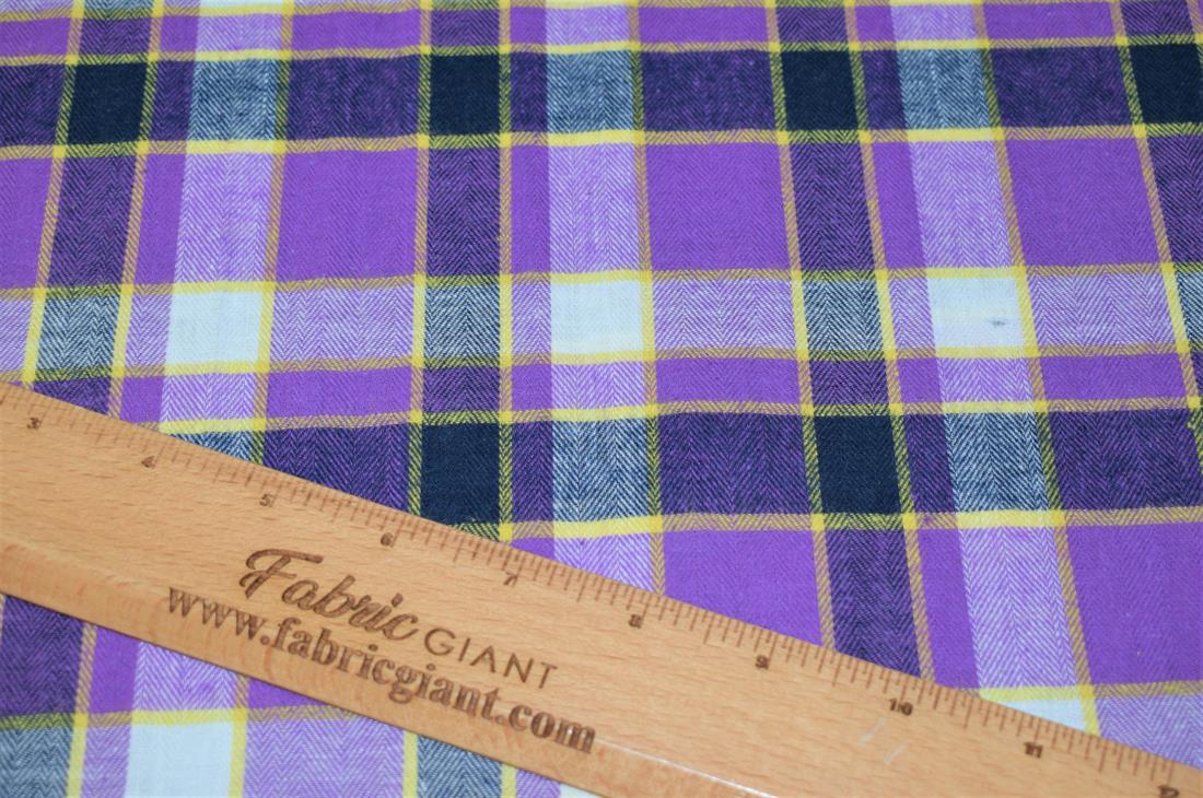 Purple & Navy Check Print Yarn