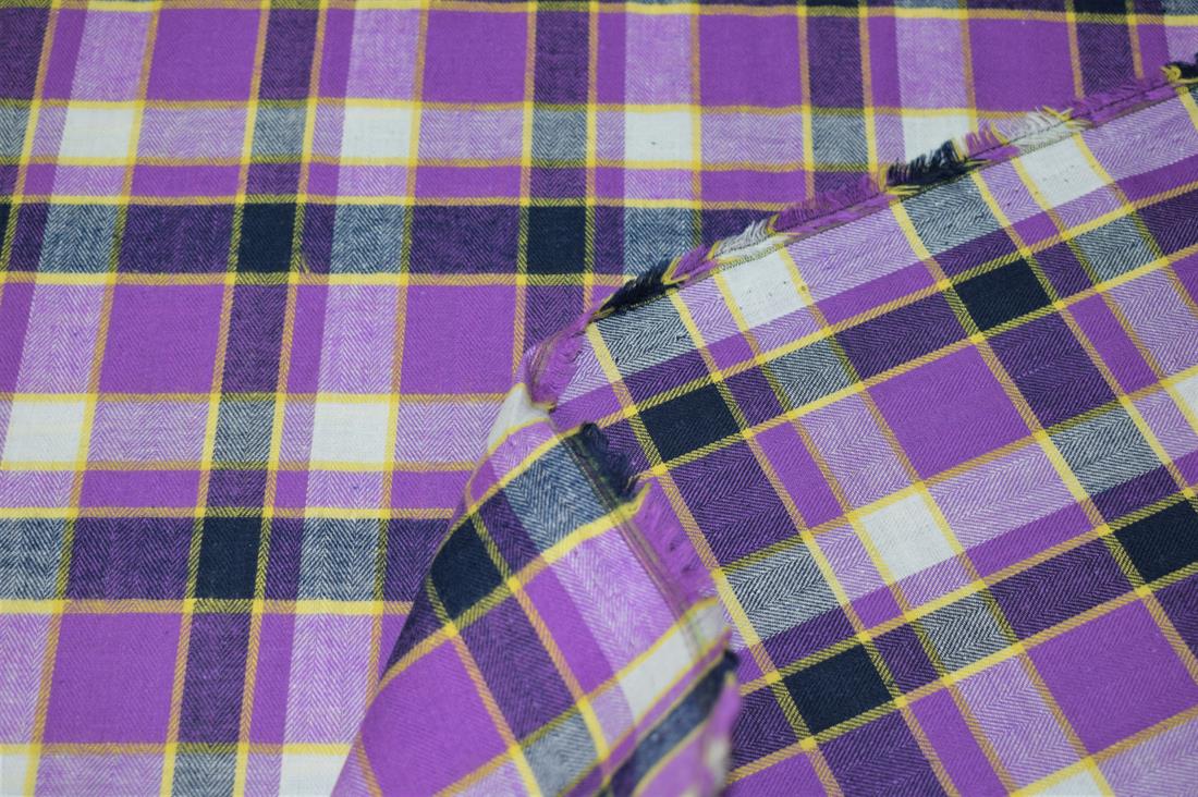 Purple & Navy Check Print Yarn
