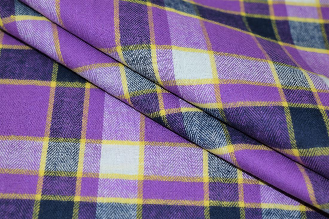 Purple & Navy Check Print Yarn
