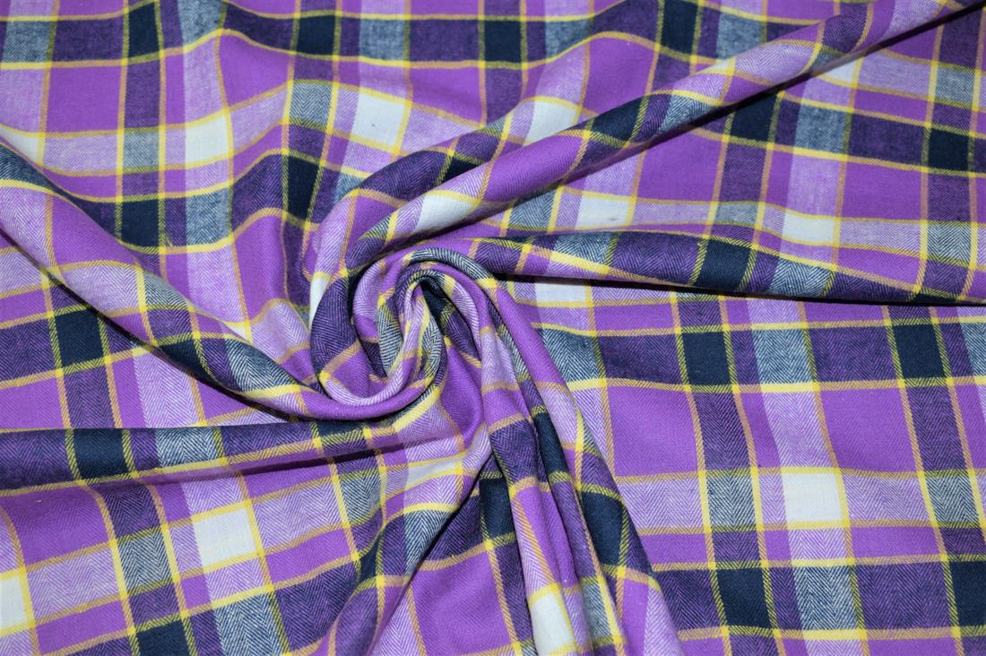 Purple & Navy Check Print Yarn