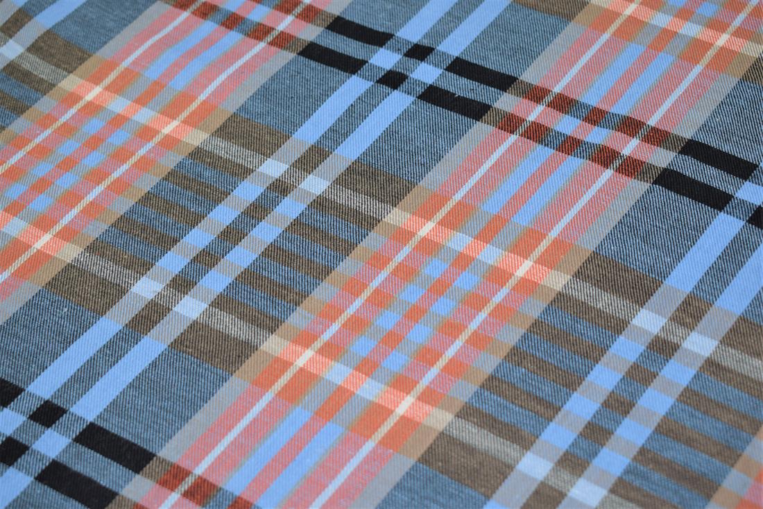 Grey & Orange Check Print Yarn