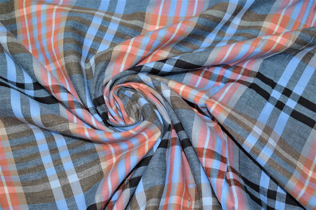 Grey & Orange Check Print Yarn