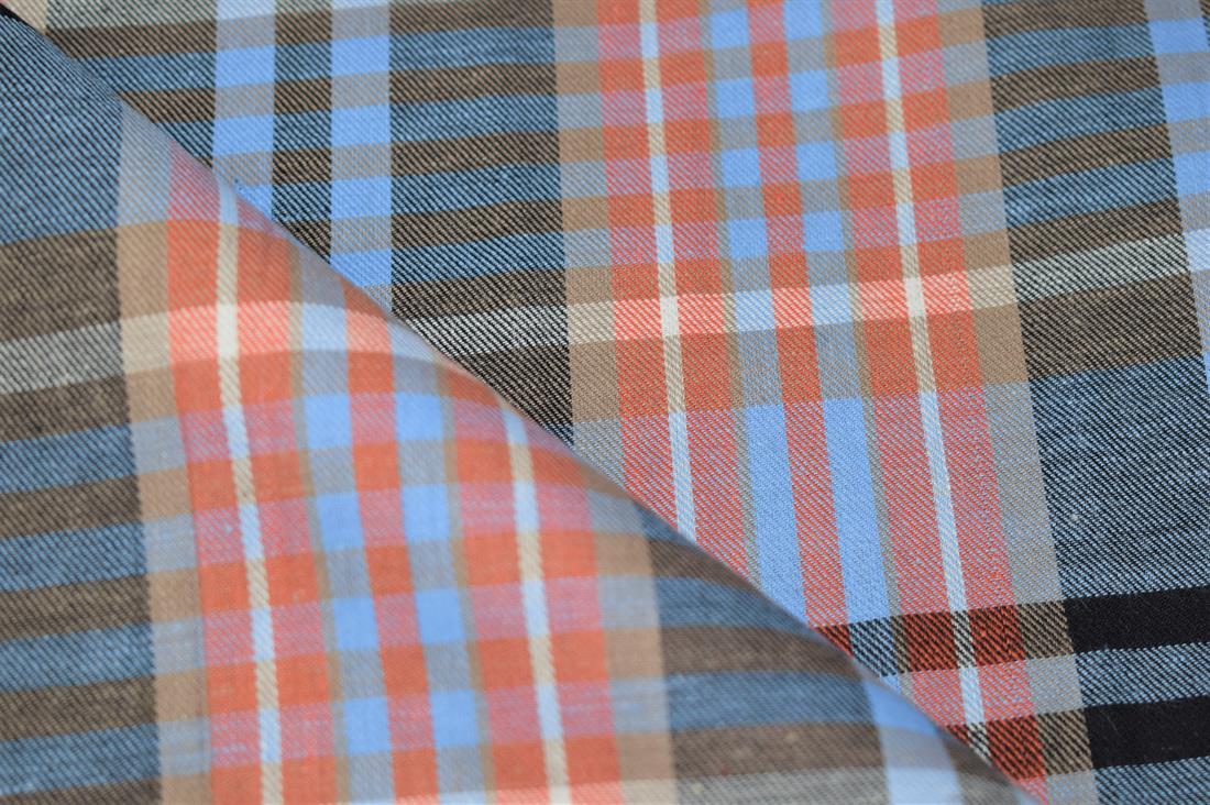 Grey & Orange Check Print Yarn
