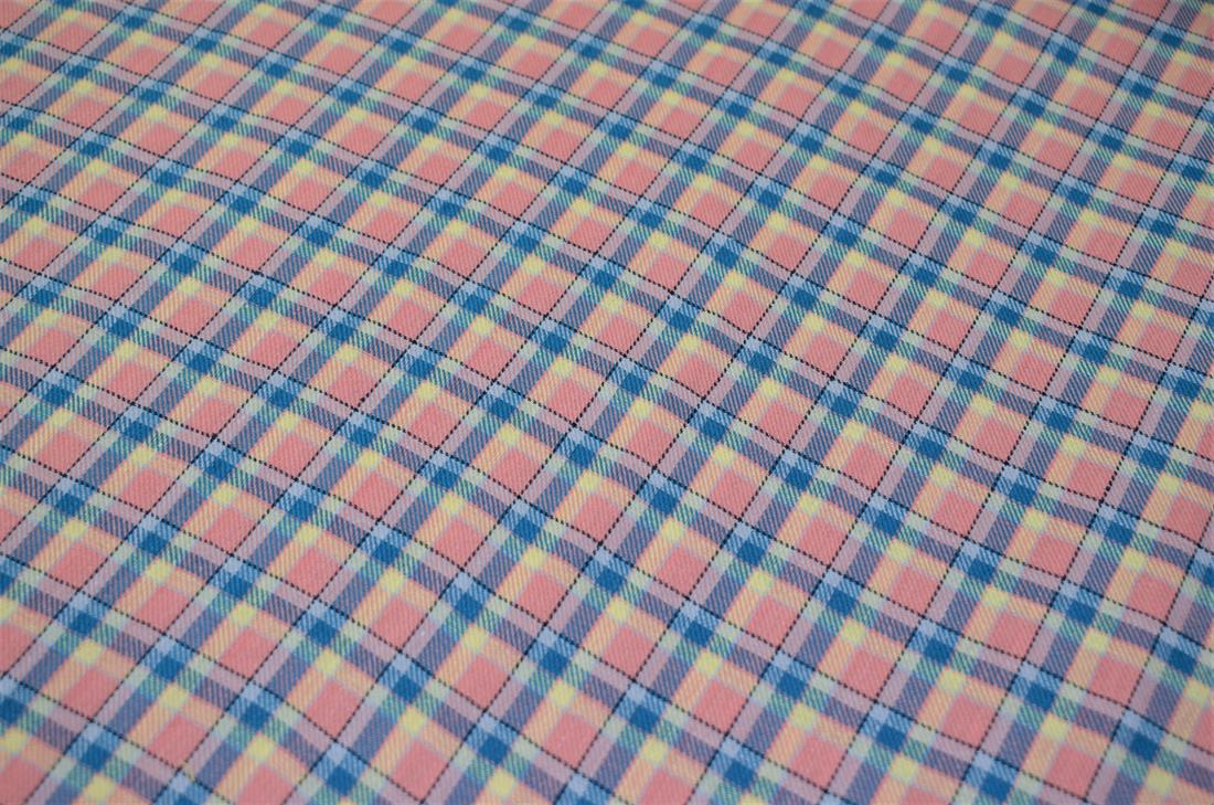 Pink & Blue Check Print Yarn