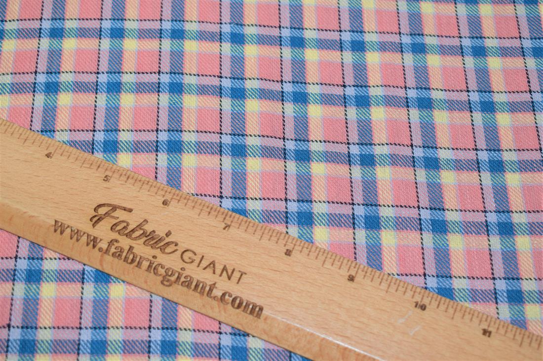 Pink & Blue Check Print Yarn