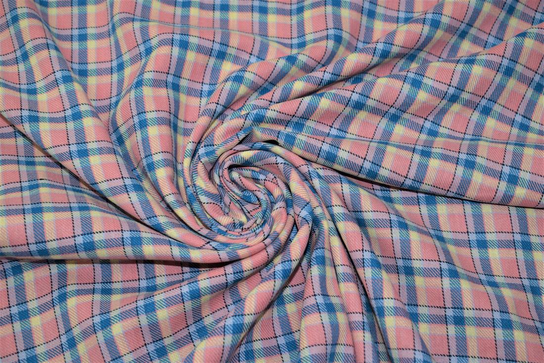 Pink & Blue Check Print Yarn