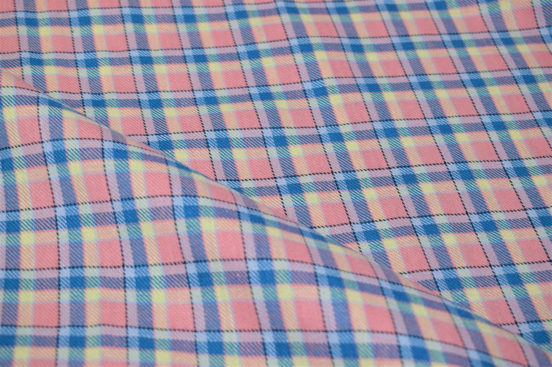 Pink & Blue Check Print Yarn