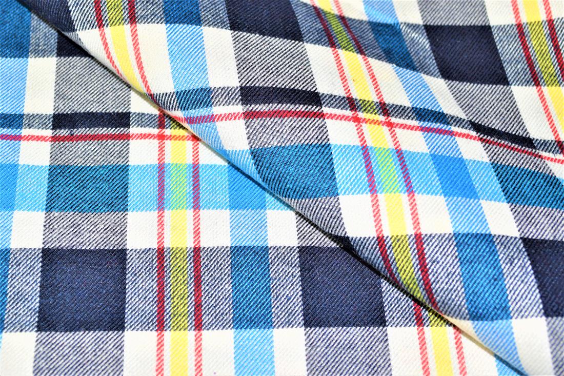 Blue & Gold Blue Tartan Yarn Dyed Fabric