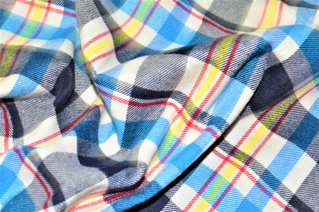 Blue & Gold Blue Tartan Yarn Dyed Fabric