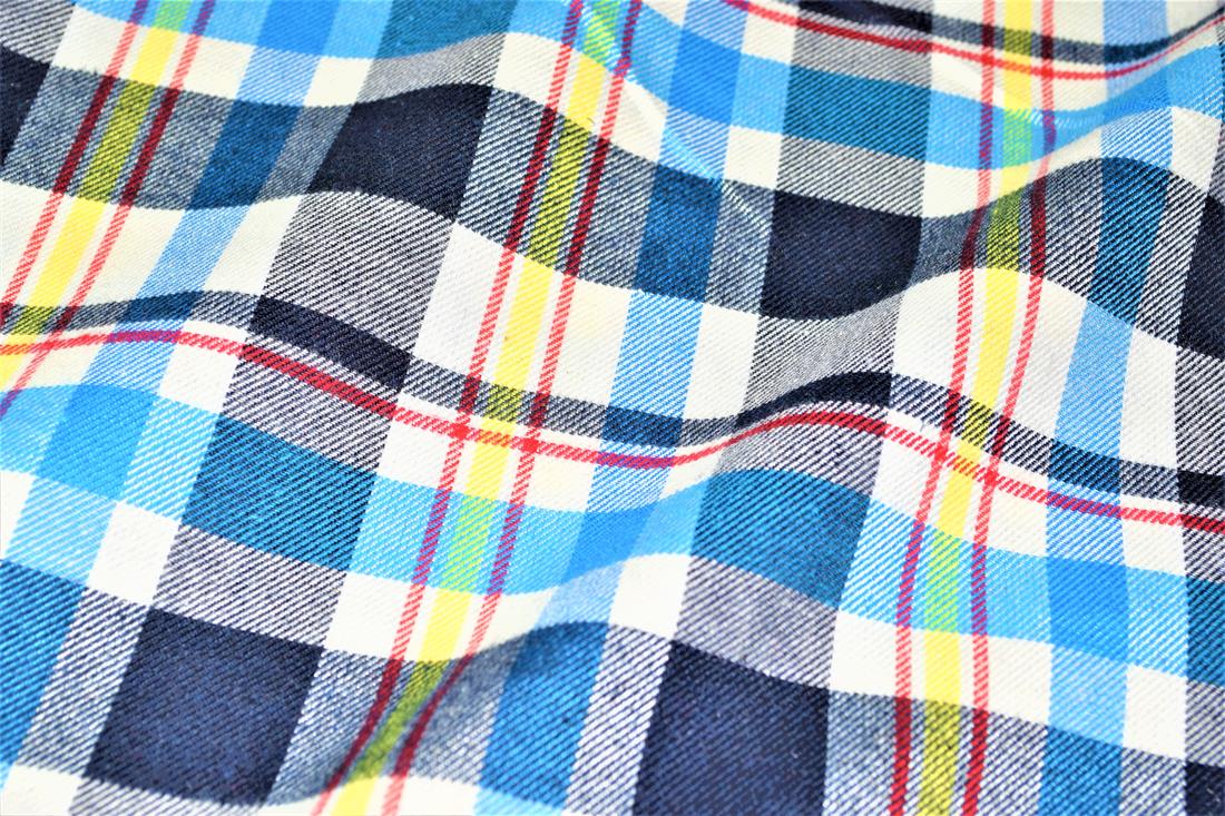 Blue & Gold Blue Tartan Yarn Dyed Fabric