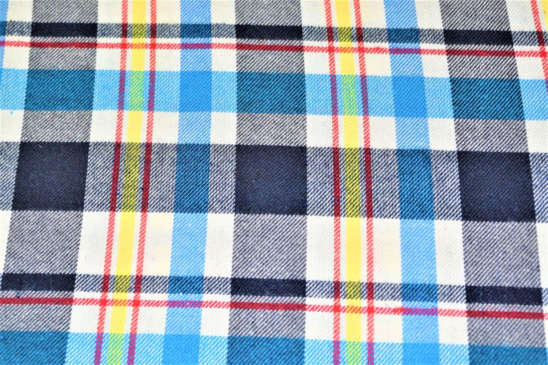 Blue & Gold Blue Tartan Yarn Dyed Fabric