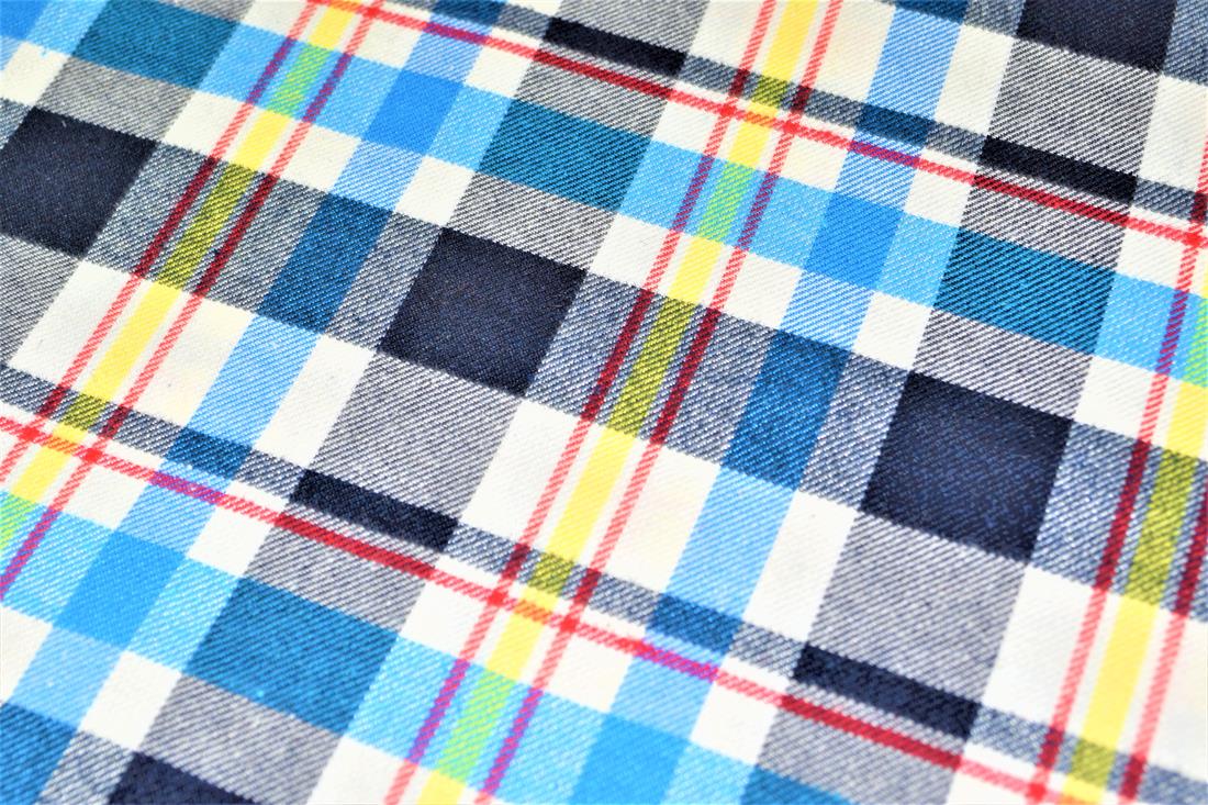 Blue & Gold Blue Tartan Yarn Dyed Fabric