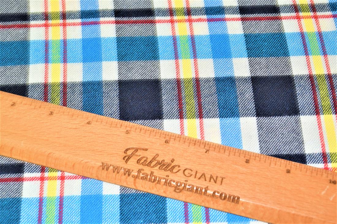 Blue & Gold Blue Tartan Yarn Dyed Fabric