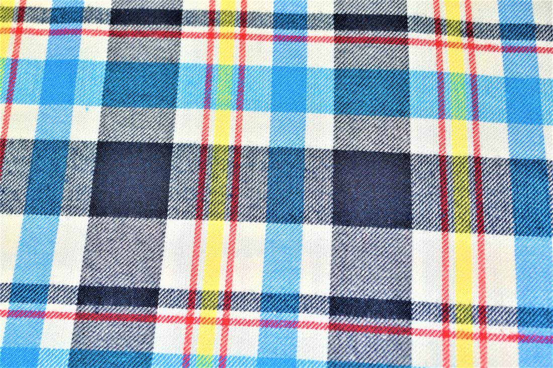 Blue & Gold Blue Tartan Yarn Dyed Fabric
