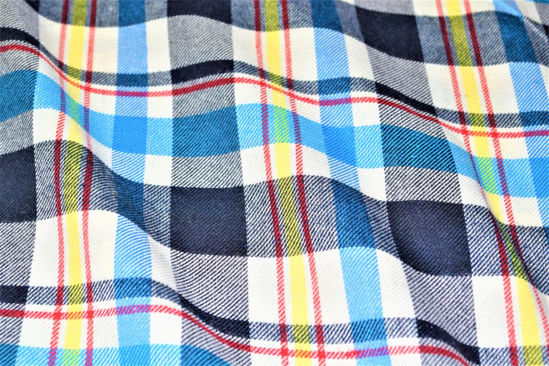Blue & Gold Blue Tartan Yarn Dyed Fabric