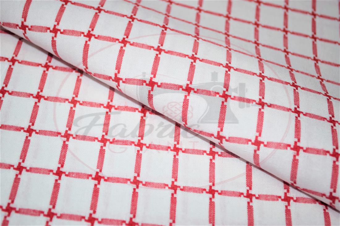 White & Red Yarn Dyed Fabric