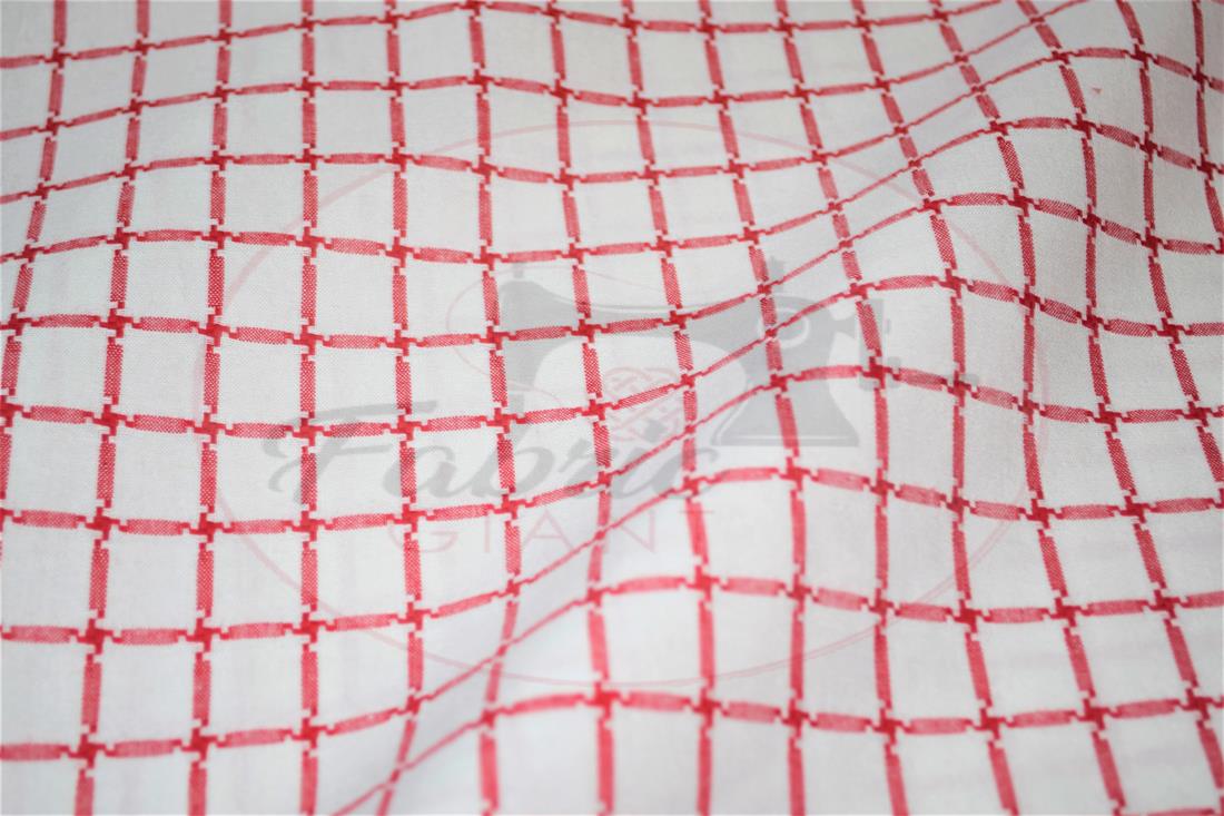 White & Red Yarn Dyed Fabric