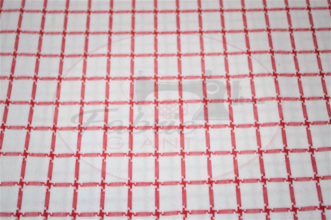 White & Red Yarn Dyed Fabric