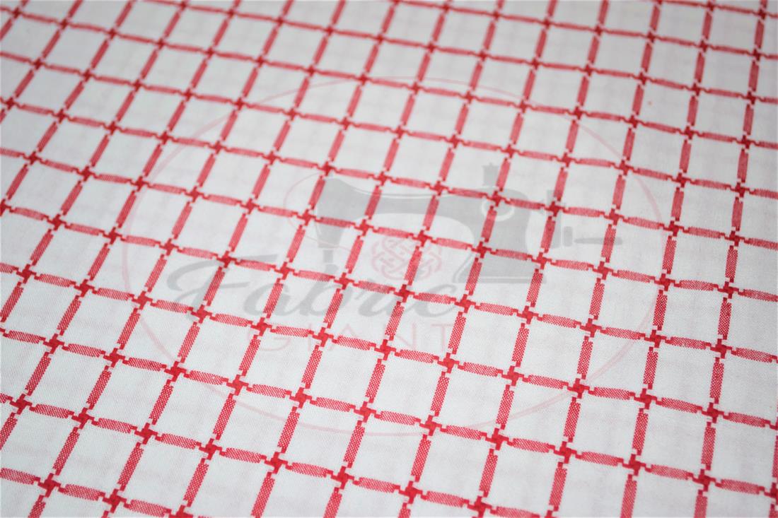 White & Red Yarn Dyed Fabric