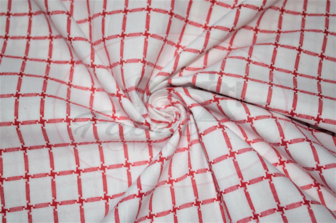 White & Red Yarn Dyed Fabric