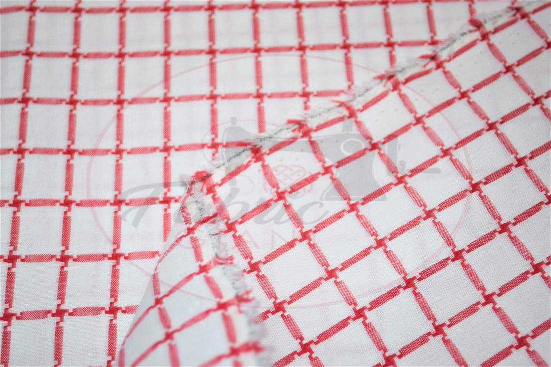 White & Red Yarn Dyed Fabric