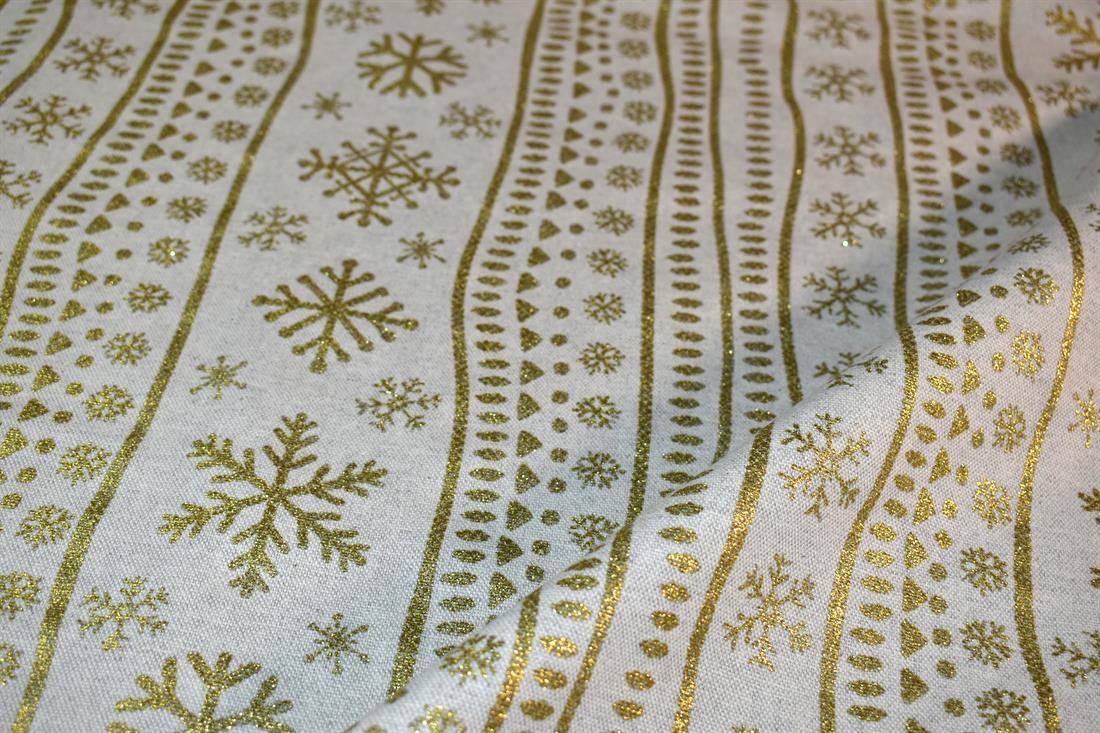 Natural & Gold Printed Digital Canvas Fabric