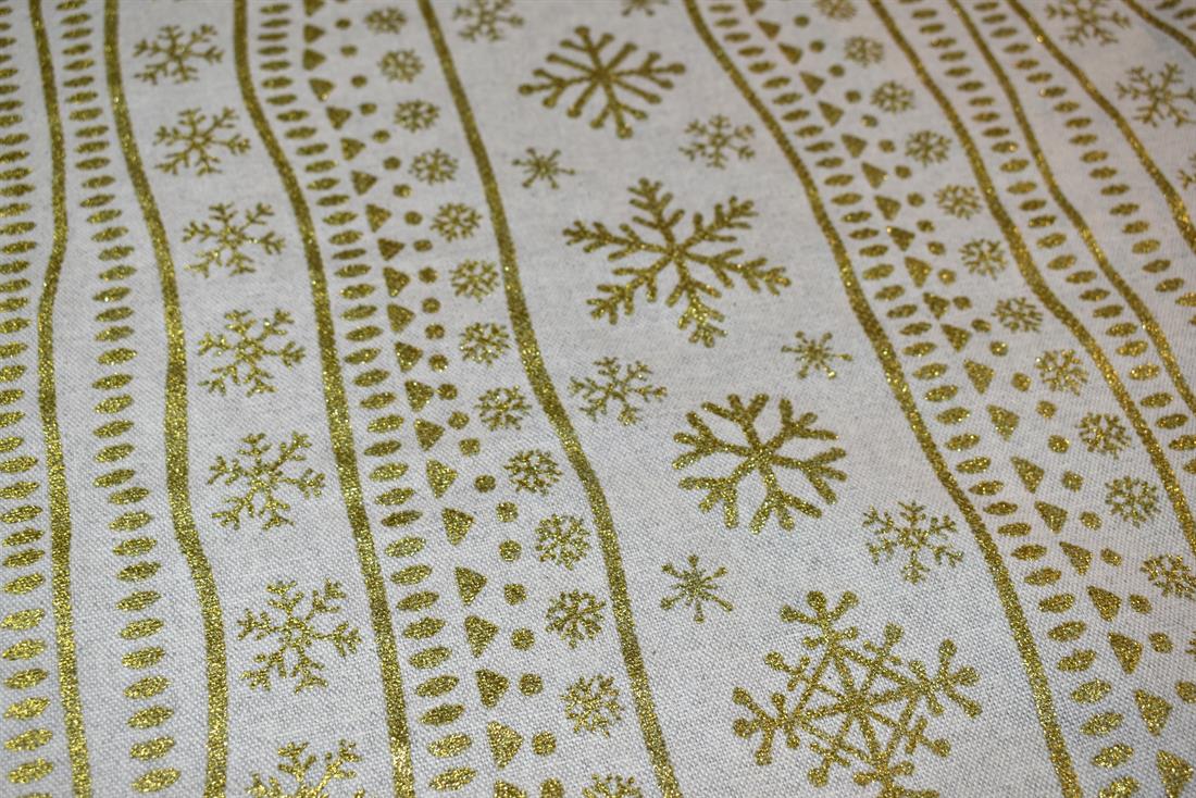 Natural & Gold Printed Digital Canvas Fabric