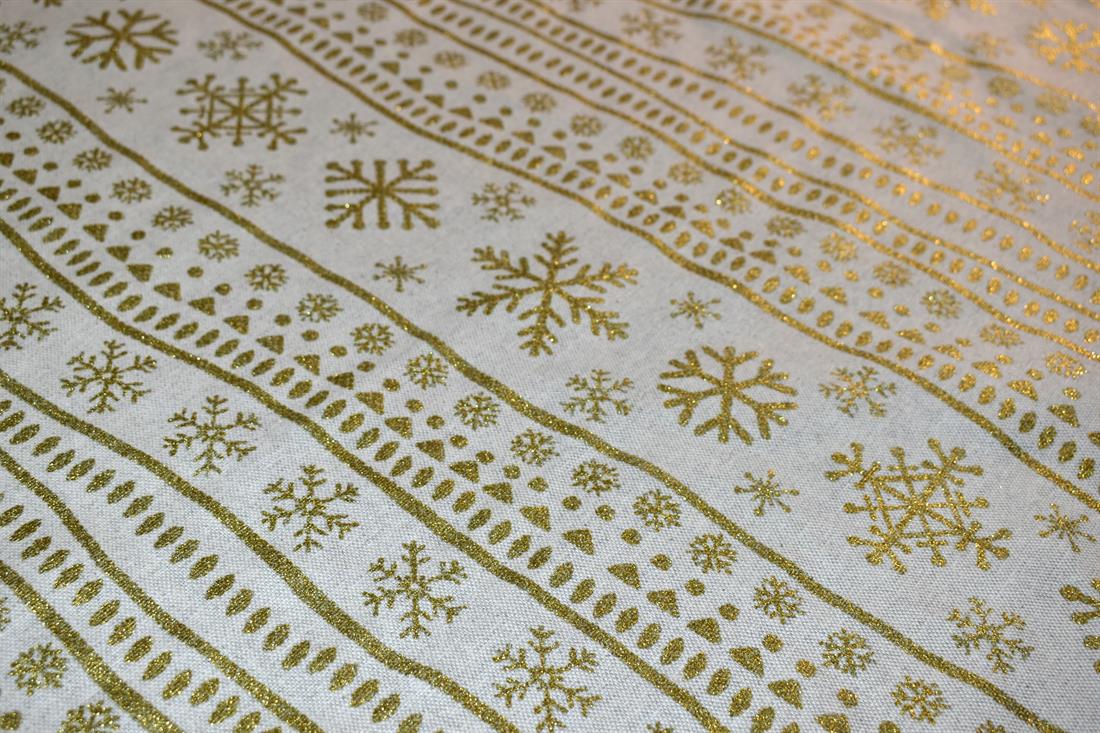 Natural & Gold Printed Digital Canvas Fabric