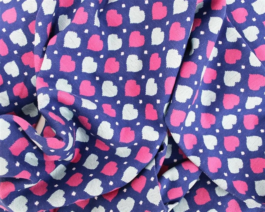 Vibrant Hearts Tubular Knit Printed Jersey Fabric