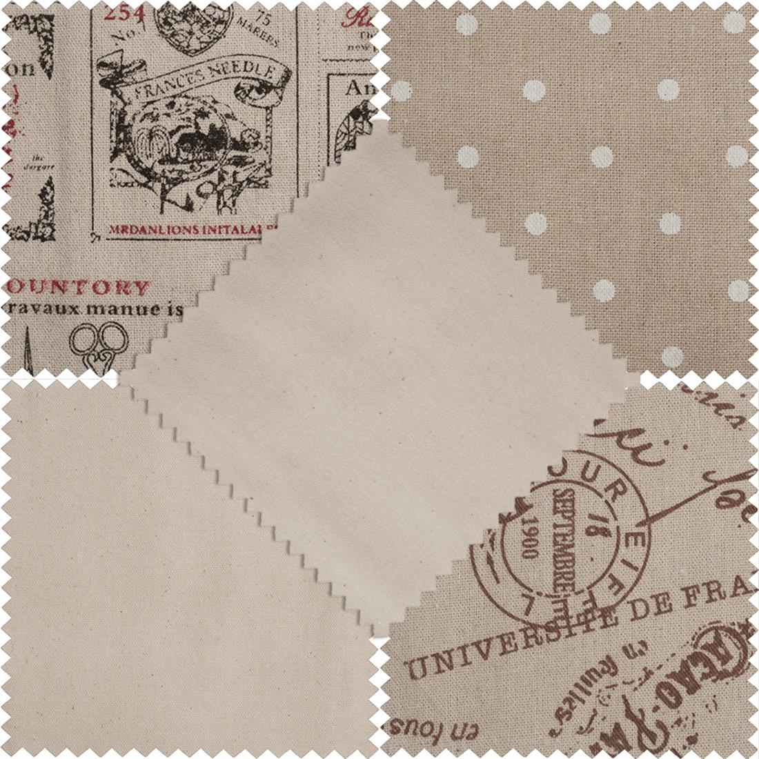 Natural 5 x Fat Quarter Pieces in Assorted Printed Fabrics
