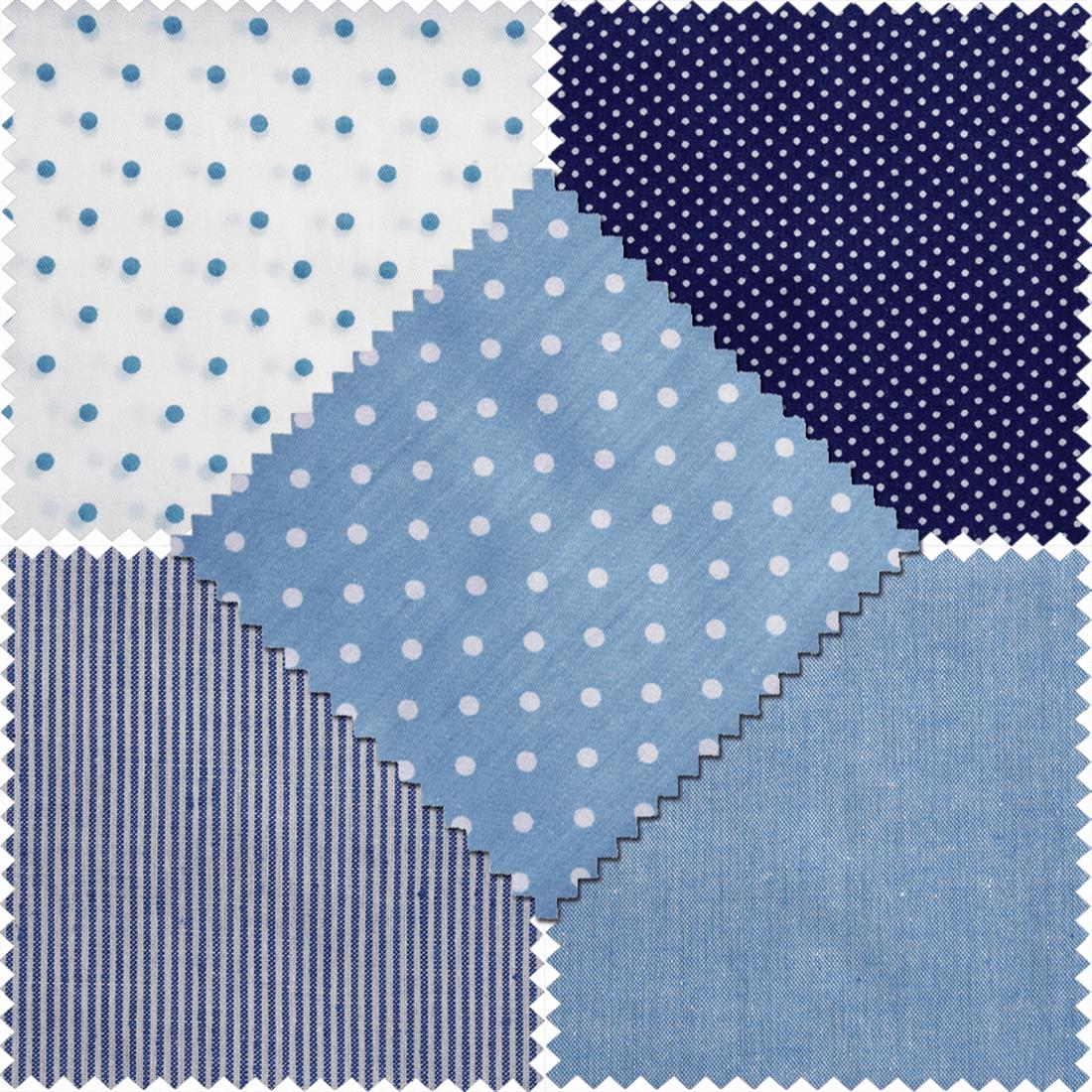 Blue Dots And Stripes A Bundle of 60% Cotton Fat Quarter