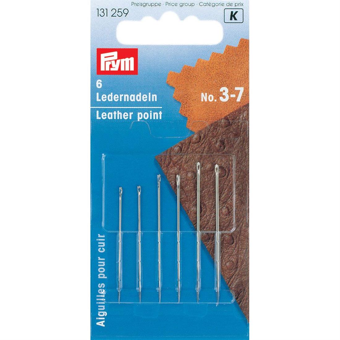 Prym Leather Needles With Triangular Point Sizes 3 - 7 Assorted
