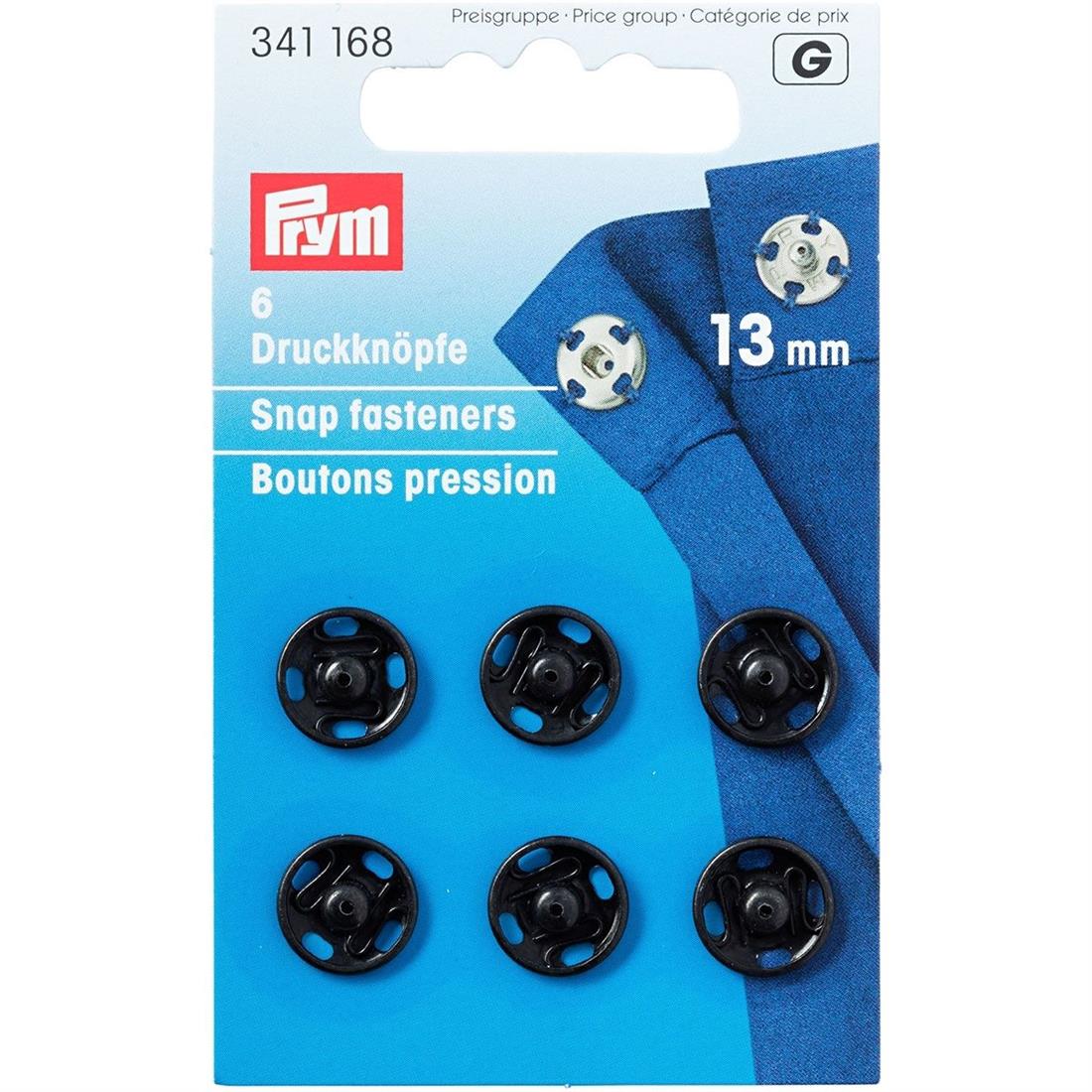Prym 13mm Black Metal, Snap Fasteners